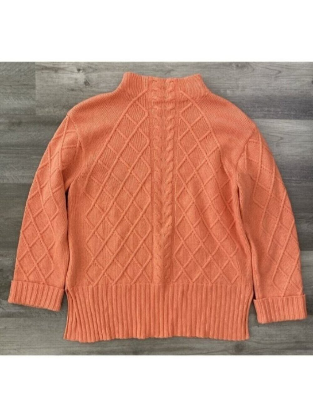 Escada Sweater Knit Cashmere Silk New Wool Lattice Cable Peach Orange 4 / 34